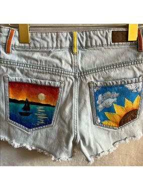 Original art Garage Blue Jean Shorts Distressed Cut-Off Style